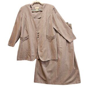 Pride & Joy midi skirt suit Womens 20W grey career formal wedding Party Plus
